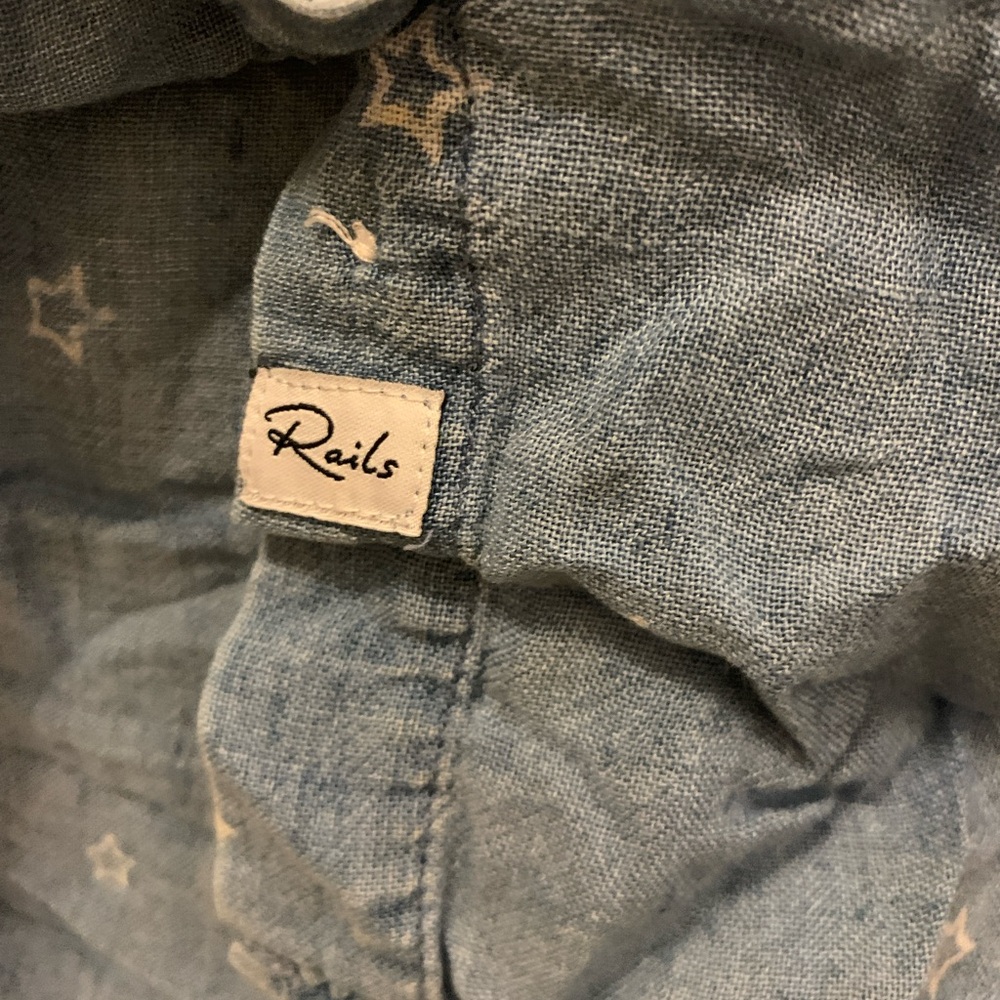 Rails Chambray With Star Print Button Down Shirt … - image 6
